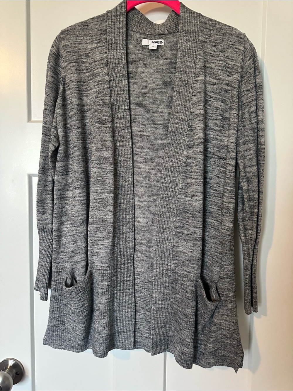 SONOMA Gray Open-Front Marled Knit Cardigan